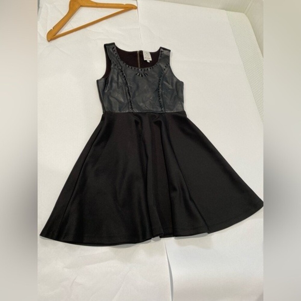 Ella Moss Girls Faux Leather Peplum Black Dress Sz 12 - Picture 3 of 8